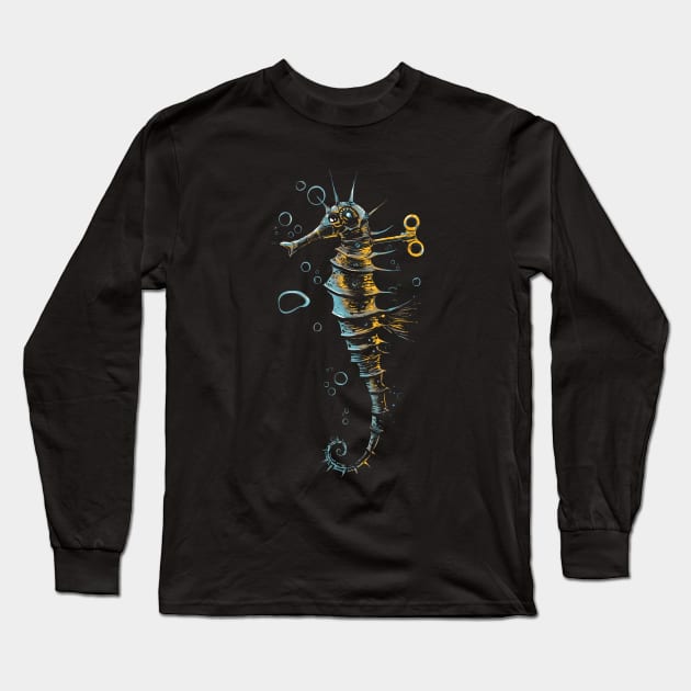 mechanical seahorse Long Sleeve T-Shirt by martinskowsky